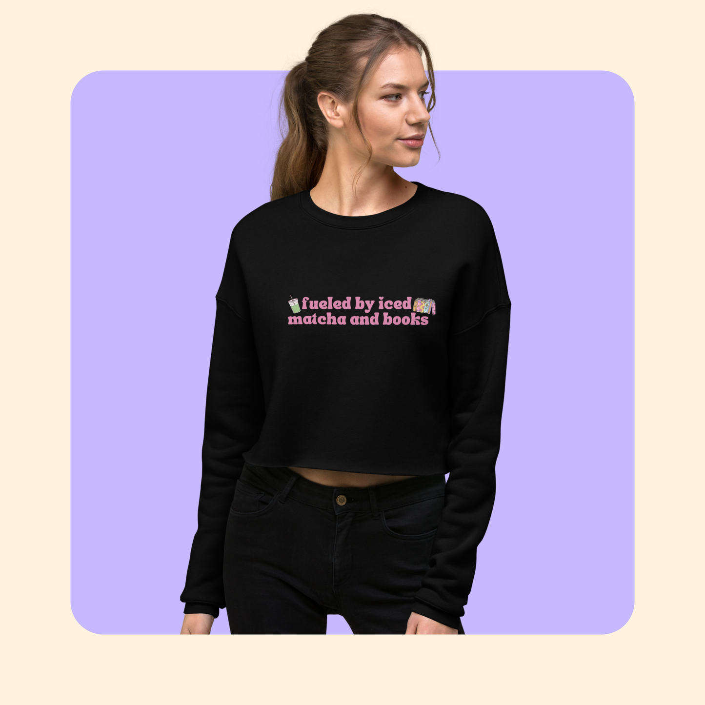 Fueled by Matcha and Books Cropped Pullover