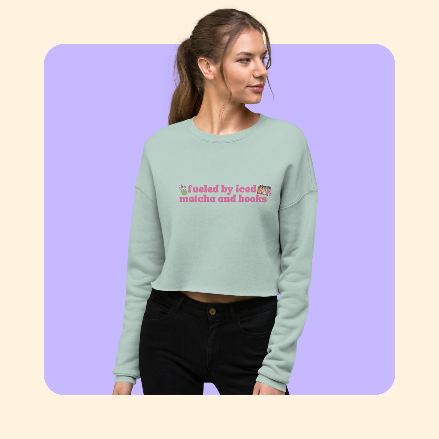 Fueled by Matcha and Books Cropped Pullover