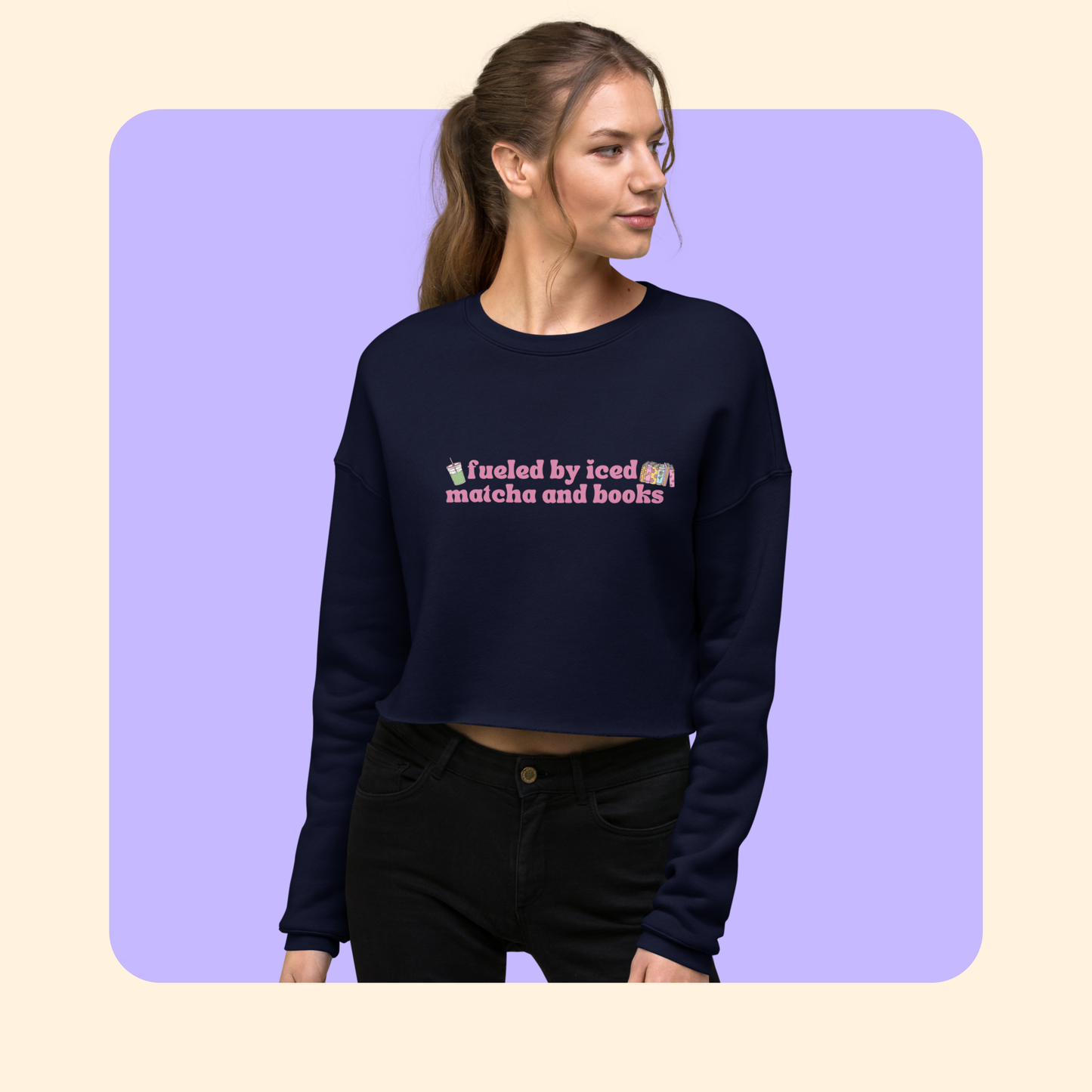 Fueled by Matcha and Books Cropped Pullover